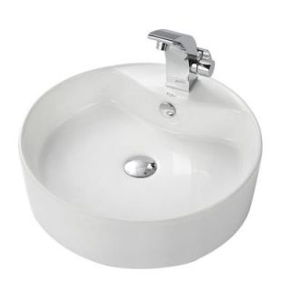 KRAUS Vessel Sink in White with Illusio Vessel Sink Faucet in Chrome C KCV 142 14701CH