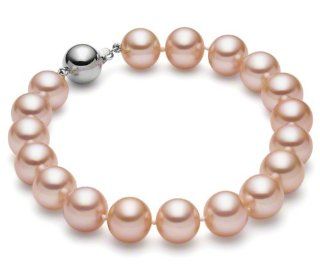 HinsonGayle AAA Gem Collection 9.0 9.5mm Naturally Pink Cultured Pearl Bracelet (14k White Gold) Strand Bracelets Jewelry