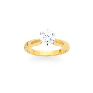 14k Two Tone 1ct. Heavy Weight Airline Half Round 6 Prong Ring Mounting Jewelry
