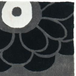 Handmade Avant garde Daisies Dark Grey Polyester Rug (2'3 x 8') Safavieh Runner Rugs