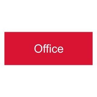 Office White on Red Engraved Sign EGRE 485 WHTonRed Wayfinding  