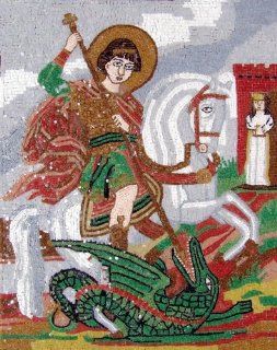17x22" St George Glass Mosaic Art Tile Panel Wall Icon