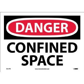 NMC D487PB OSHA Sign, "DANGER CONFINED SPACE", 14" Width x 10" Height, Pressure Sensitive Vinyl, Black/Red On White Industrial Warning Signs