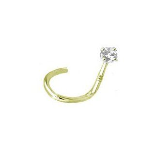 14KT Gold Nose Ring Screw 1.5mm Genuine Diamond Free Backing 20G FREE Nose Ring Backing Jewelry