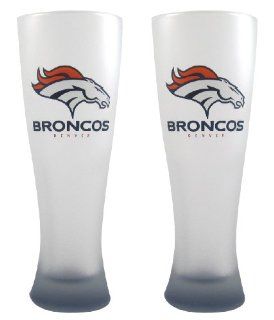 NFL Denver Broncos 23 Ounce Frosted Pilsner Glass Set  Beer Glasses  Sports & Outdoors