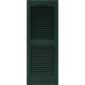 Builders Edge 15 in. x 39 in. Louvered Shutters Pair in #122 Midnight Green 010140039122