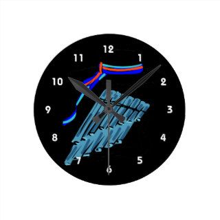 hat blue pan flute ribbon music design.png clock
