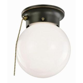 Design House 1 Light Oil Rubbed Bronze with Opal Glass and Pull Chain Ceiling Light 519264