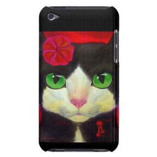 iPod Case Tuxedo Cat Red Flower Painting Art Barely There iPod Covers