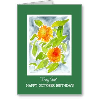 October Birthday Card for Aunt, Pot Marigolds