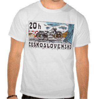 1975 Czech Strakonice Motorcycle Postage Stamp T Shirts