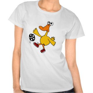 XX  Duck Playing Soccer Cartoon Tee Shirt