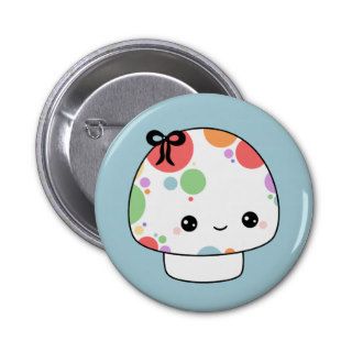 Kawaii Rainbow Mushroom Pinback Buttons