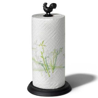 Spectrum Diversified Designs Rooster Paper Towel Holder, Black   Toilet Paper Holders