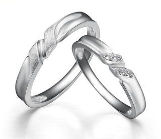 His & Hers Matching Set 6MM / 4MM Platinum Plated Couple Ring Wedding Band Set with Cubic Zirconia Stone (Available Sizes 5# to 10#) (His, 6) Jewelry