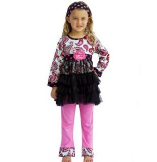 Girls PAISLEY Tunic Dress w/ Tulle overlay & Pants Children's Clothing Set Clothing