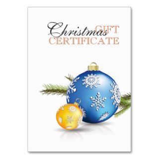 Christmas gift certificate business card
