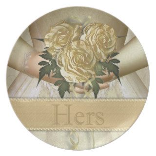 Bride and Groom His & Hers (ivory) Wedding Party Plate