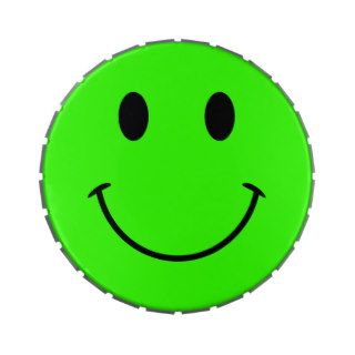Lime Green Smiley Face Jelly Belly Candy Tins