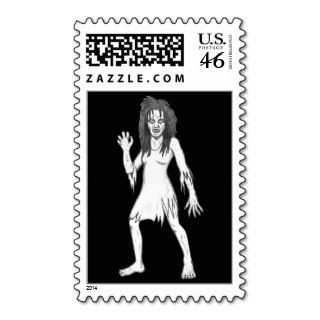 Zombie Pencil Sketch Female Stamps