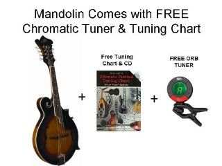Morgan Monroe F Style Mandolin w/ Deluxe Case & FREE CD & Tuning Chart & FREE Chromatic Orb Tuner Musical Instruments