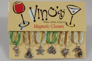 Vino's Surfs Up Magnetic Wine Glass Charms, Set of 6 Kitchen & Dining