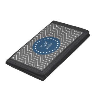 Navy Blue, Charcoal Gray Chevron Pattern  Your Mo Tri fold Wallets