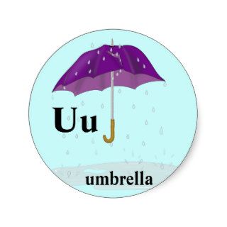 Letter U umbrella Stickers