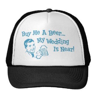 Blue Retro Buy Me A Beer My Wedding is Near Mesh Hat