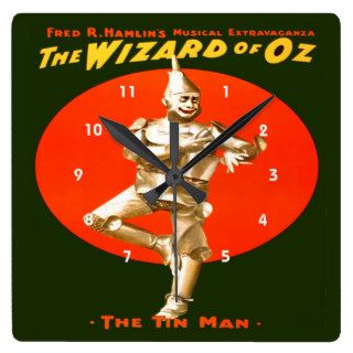 Wizard of Oz Tin Man ~ Vintage Theatre Ad Square Wall Clocks