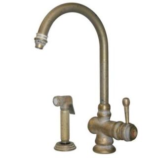 Whitehaus Single Handle Side Sprayer Kitchen Faucet in Speckled Brass WH17666 SBRAS