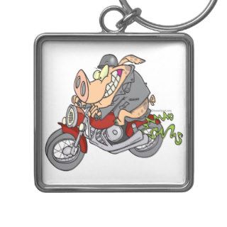 biker hog pig motorcycle bike cartoon keychain