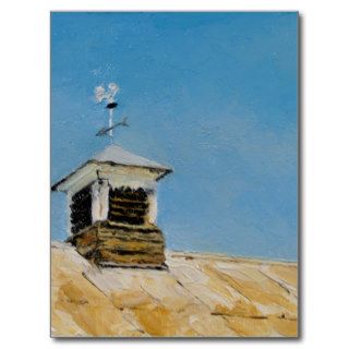 Barn Weathervane Oil Landscape Painting Post Card