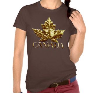 Women's Canada Souvenir T shirt Gold Maple Leaf