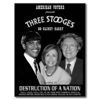 Three Stooges Parody Obama Pelosi Reid Postcard