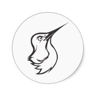 Serious Ruby Throated Hummingbird in Black Round Stickers