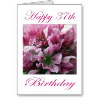 Happy 37th Birthday Pink and Green Flower Card
