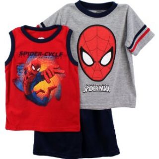 Spider Man "Spider Cycle" Red 3 Pc Kids Tee, Tank & Shorts Set (5) Clothing
