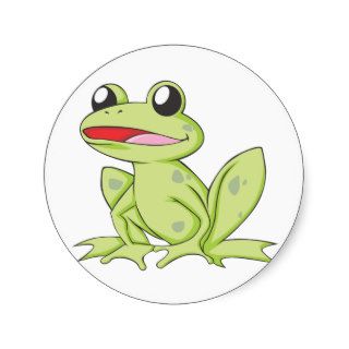 Cartoon Green Bull Frog Round Sticker