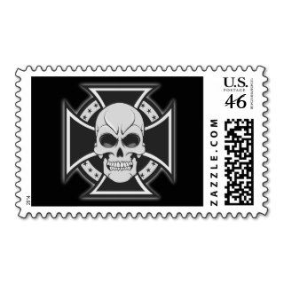 Skull & Iron Cross Vector Drawing Custom Postage Stamps