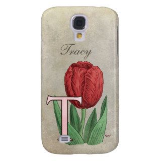 T for Tulips Flower Monogram Samsung Galaxy S4 Case