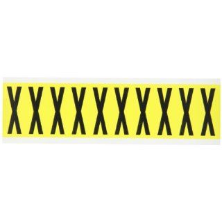 Brady 3440 X 2 1/4" Height, 7/8" Width, B 498 Repositionable Coated Vinyl Cloth, Black On Yellow Color 34 Series Indoor Letter Label, Legend "X" (10 Labels Per Card) Industrial Warning Signs