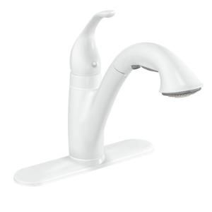 MOEN Camerist Single Handle Pull Out Sprayer Kitchen Faucet in White 7545W