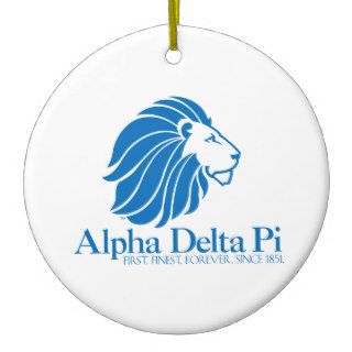 Alpha Delta Pi Blue Lion and Name Christmas Ornament