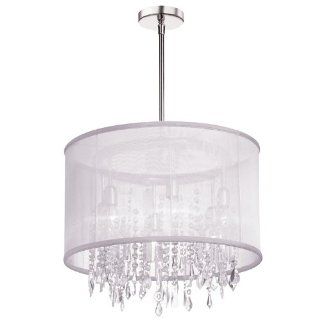 Shaded Light Design 6 Light 19" Crystal Pendant or Ceiling Mount with an Organza Shade 85301 151811   Ceiling Pendant Fixtures  