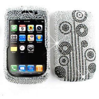 CELL PHONE CASE COVER FOR BLACKBERRY CURVE 8520 8530 9300 RHINESTONES BLACK FLOWERS ON WHITE Cell Phones & Accessories