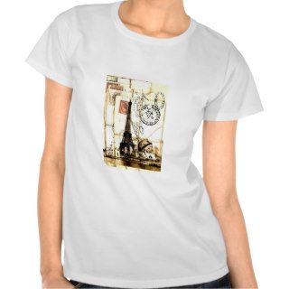 Shabby Chic Vintage Paris Eiffel Tower T Shirts