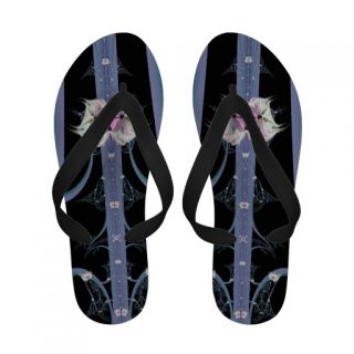 Abstract Flowers Stalks With Lace Flip Flops