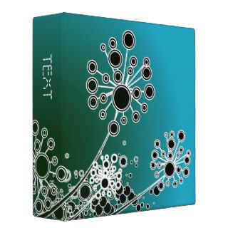 Hi Tech Flower On Turquoise Background 3 Ring Binders