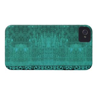 Damask Wildflowers, ANGEL'S CASTLE in Turquoise iPhone 4 Case Mate Cases